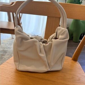 Staud Ivory Ruched Soft Leather Top Handle Bag (Excellent)